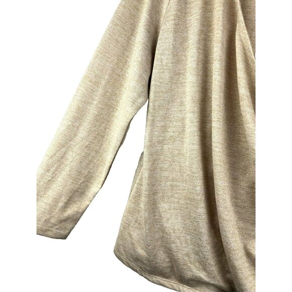 Talbots Faux Wrap Blouse Cardigan Women’s P XL  Long Sleeve Gold Shimmer Solid - Picture 2 of 7